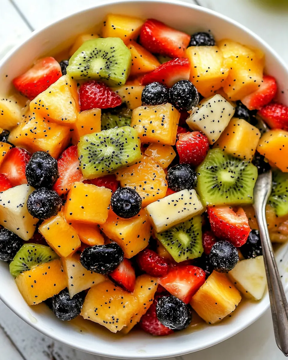 Perfect Fruit Salad with Honey Citrus Poppy Seed Dressing