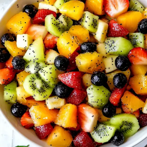 Perfect Fruit Salad with Honey Citrus Poppy Seed Dressing