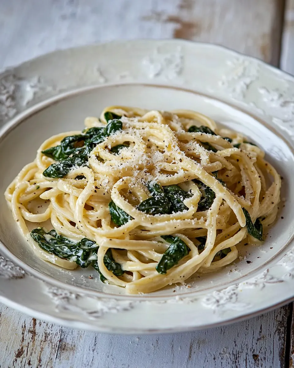 Perfect Lemony Spinach Carbonara
