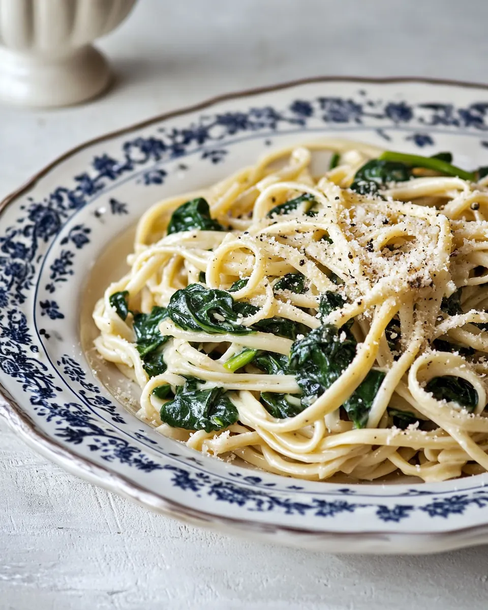 Perfect Lemony Spinach Carbonara