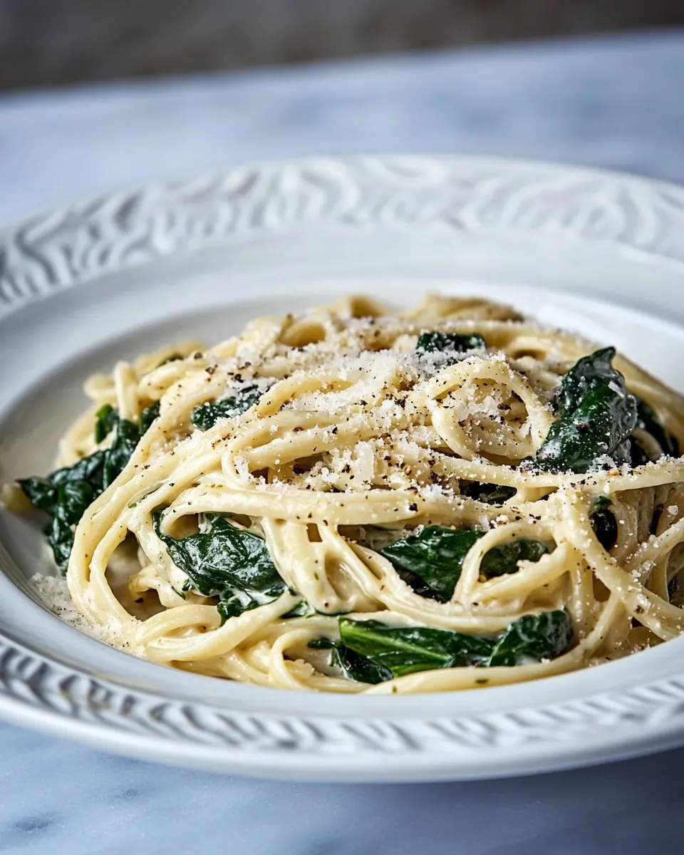 Perfect Lemony Spinach Carbonara