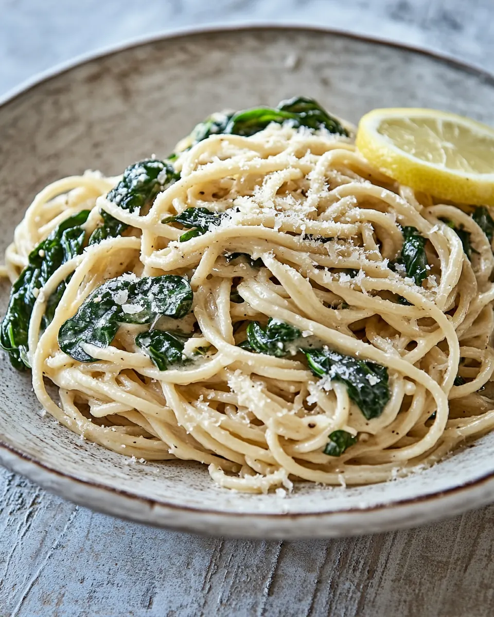 Perfect Lemony Spinach Carbonara