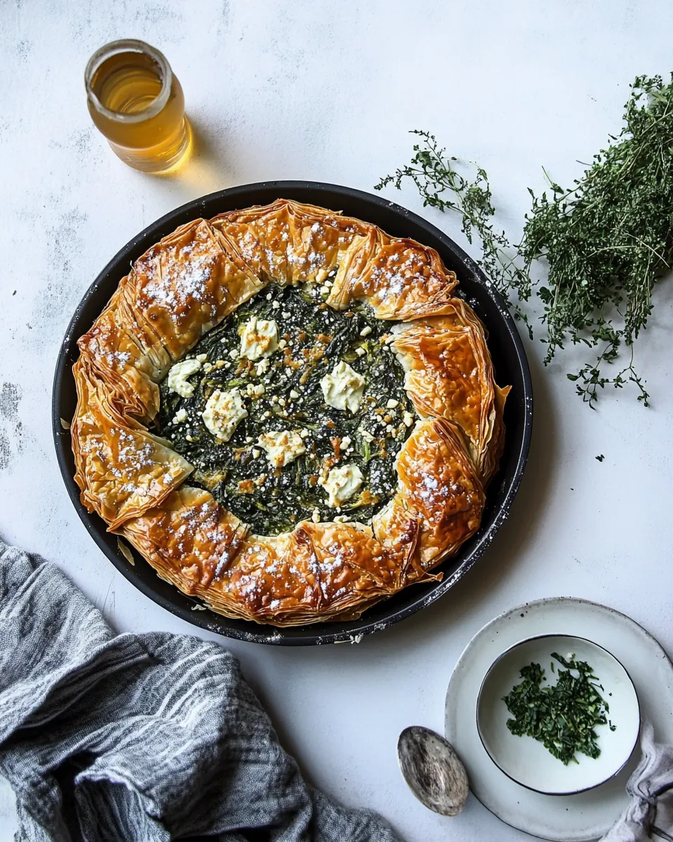 Perfect spinach three cheese phyllo pie