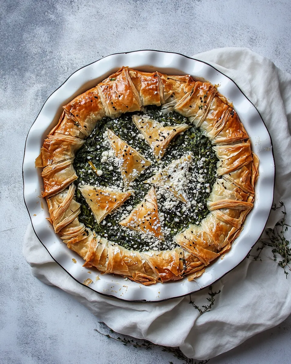 Perfect spinach three cheese phyllo pie
