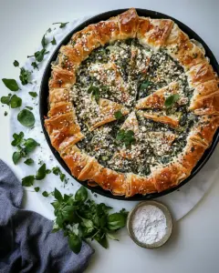 Perfect spinach three cheese phyllo pie