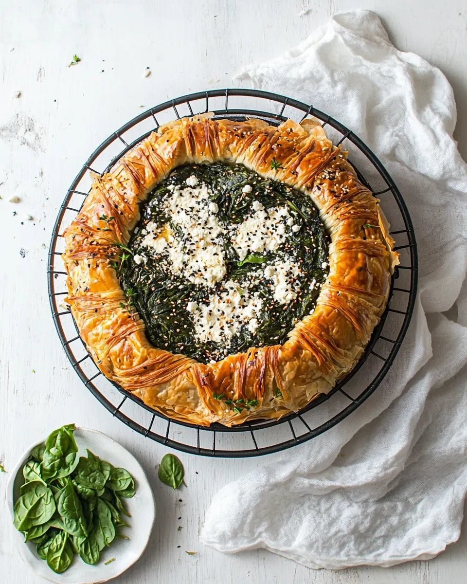 Perfect spinach three cheese phyllo pie