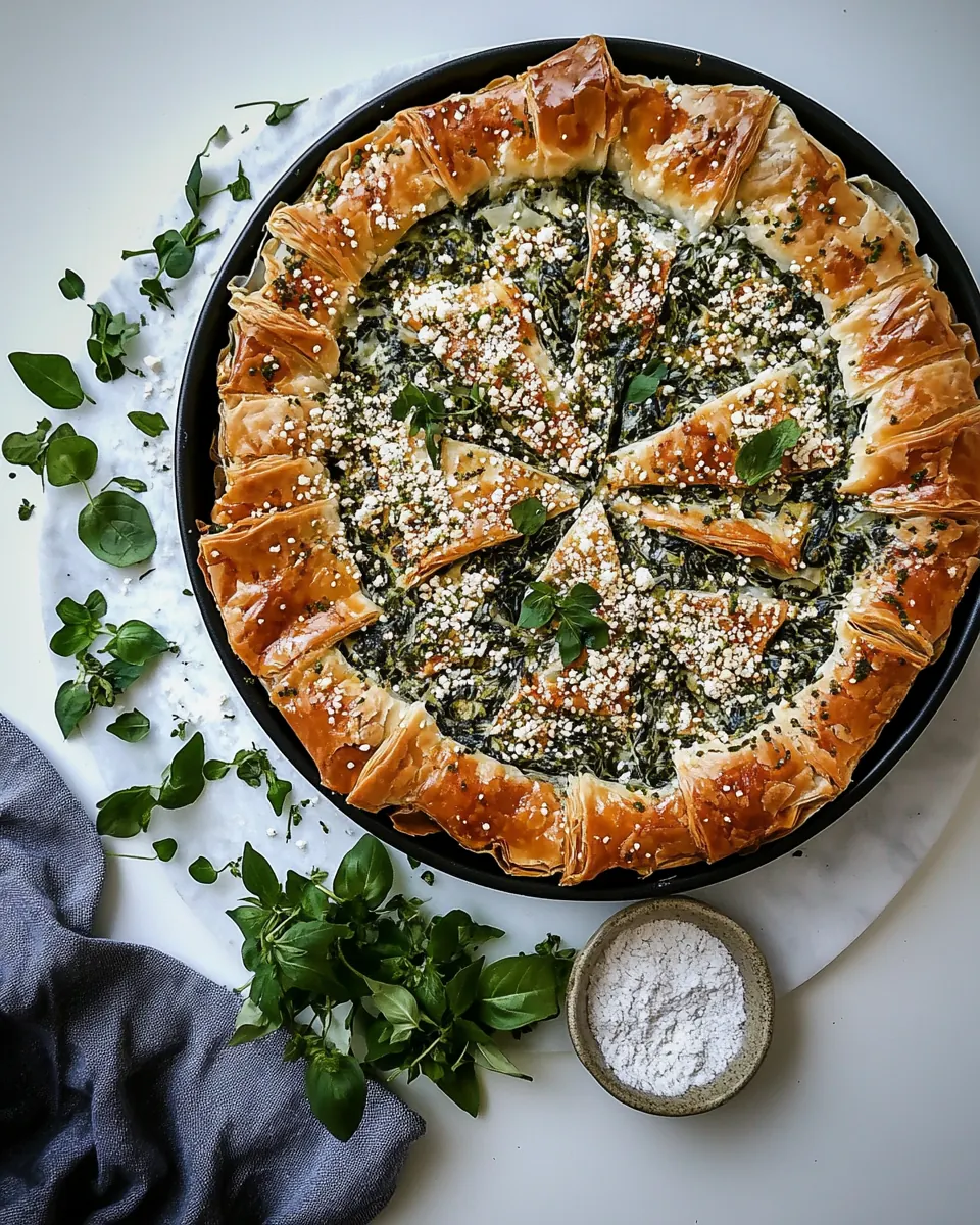 Perfect spinach three cheese phyllo pie