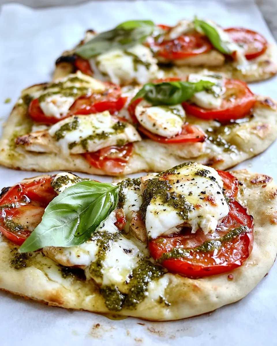 Pesto Chicken Caprese Flatbread
