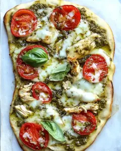 Pesto Chicken Caprese Flatbread
