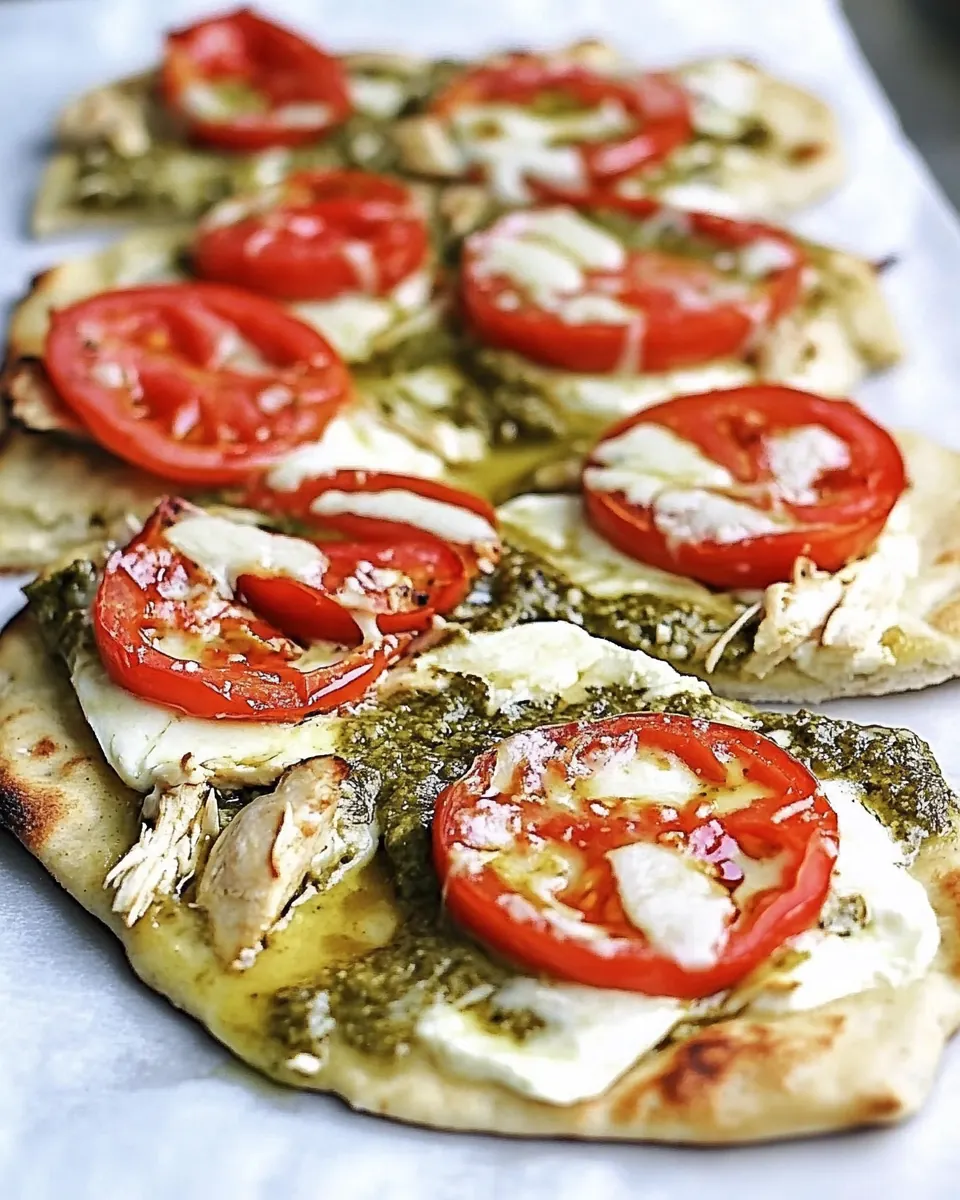 Pesto Chicken Caprese Flatbread