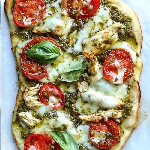 Pesto Chicken Caprese Flatbread