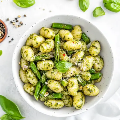 Pesto Gnocchi with Asparagus