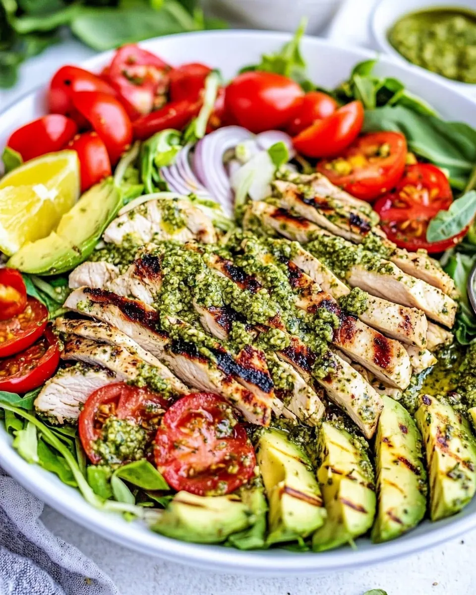 Pesto Grilled Chicken Avocado Salad