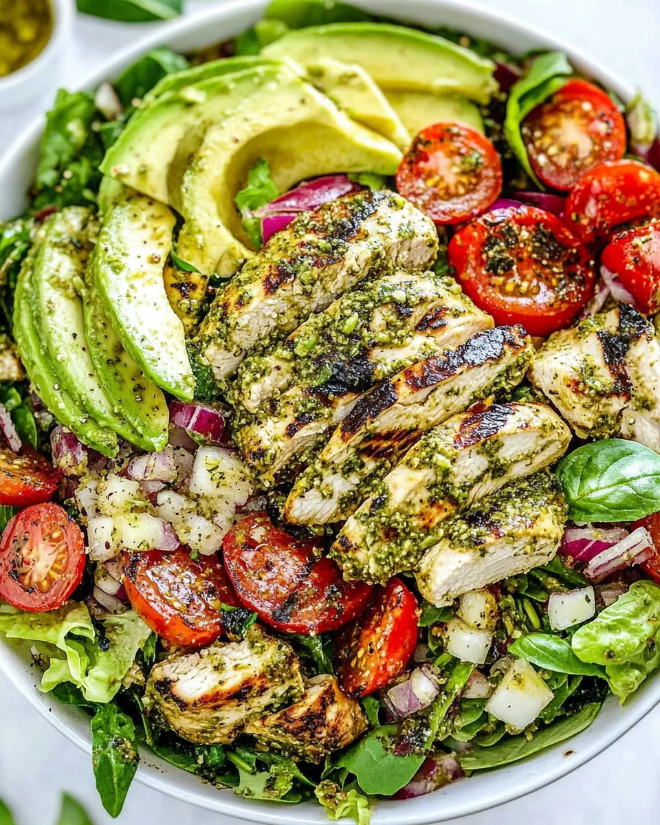 Pesto Grilled Chicken Avocado Salad