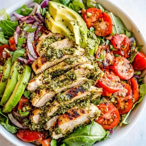 Pesto Grilled Chicken Avocado Salad