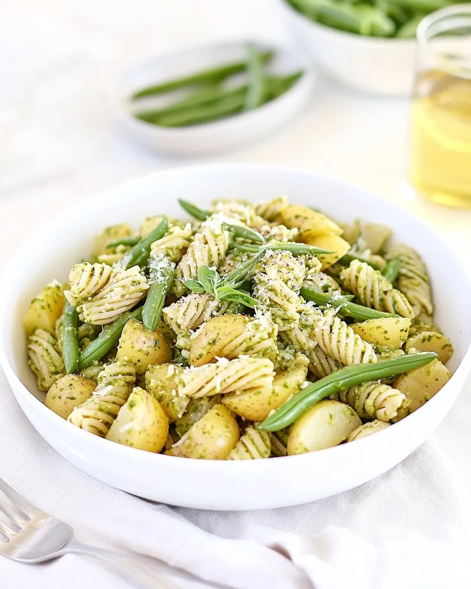 Pesto Pasta Salad with Potatoes and Green Beans