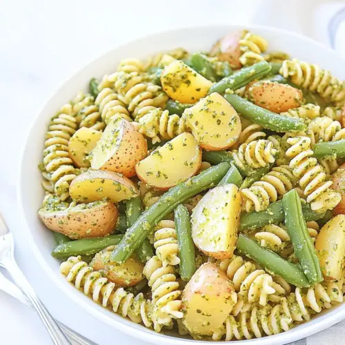 Pesto Pasta Salad with Potatoes and Green Beans