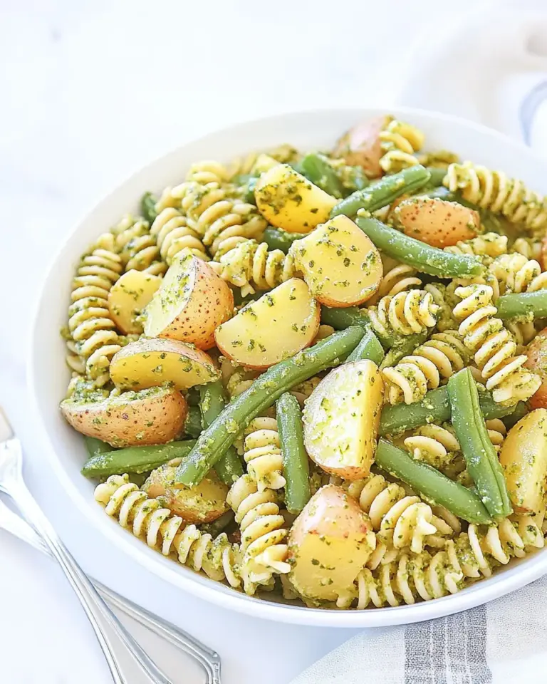 Pesto Pasta Salad with Potatoes and Green Beans