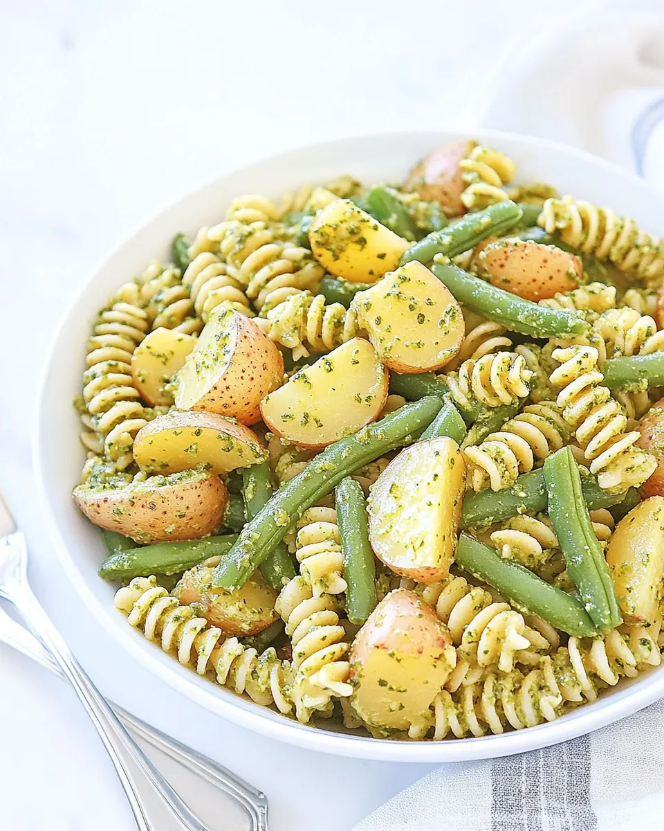 Pesto Pasta Salad with Potatoes and Green Beans