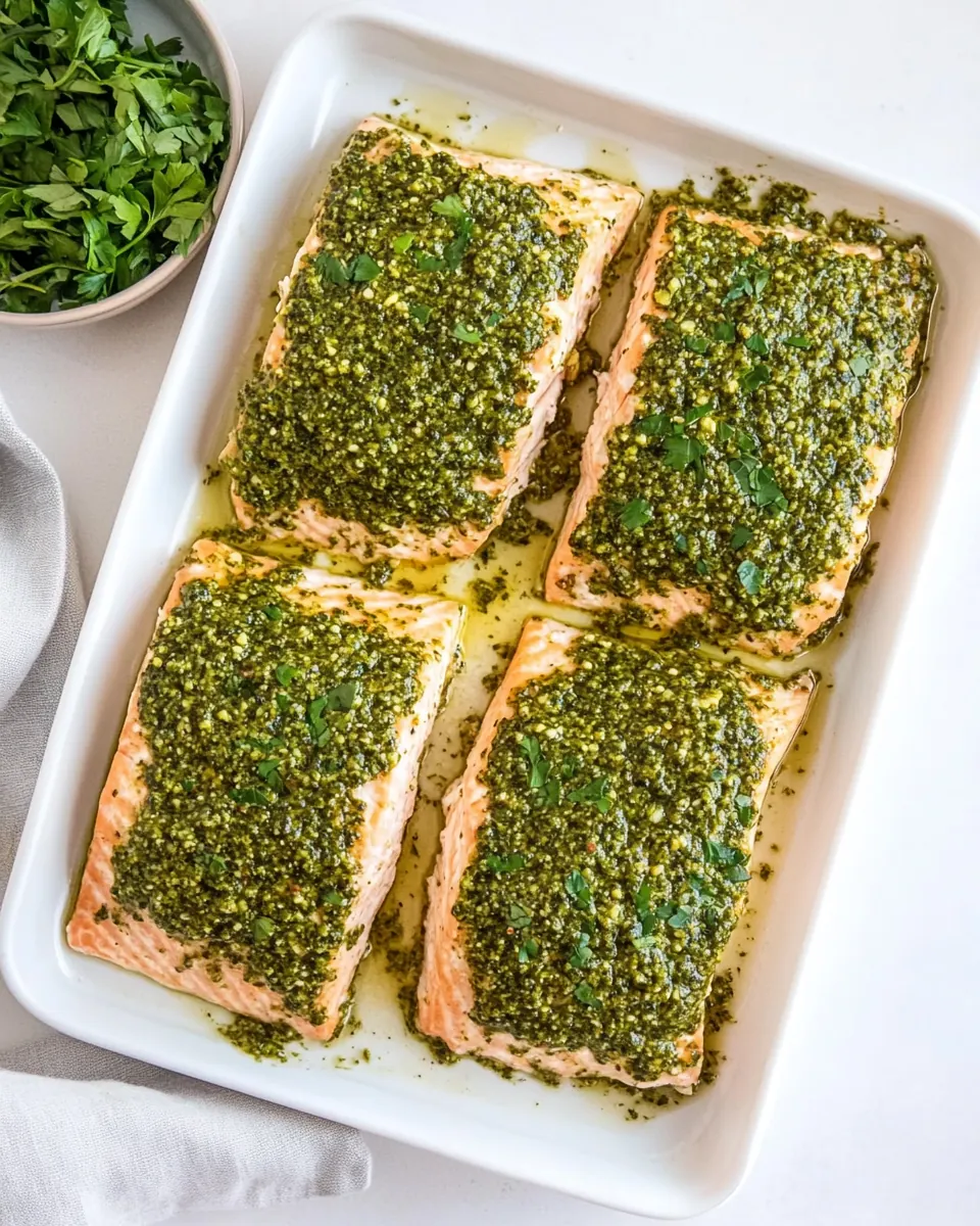 Pesto Salmon Sheet Pan Dinner