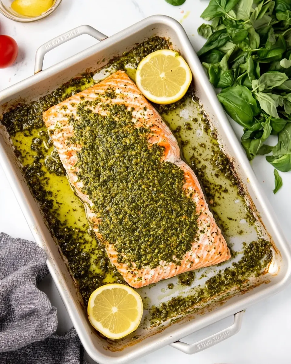 Pesto Salmon Sheet Pan Dinner