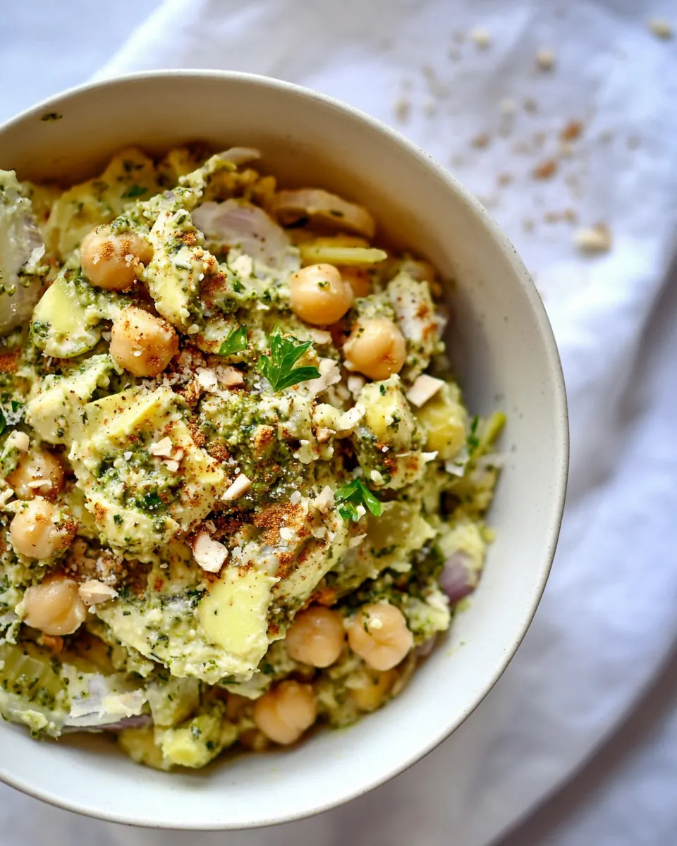 Pesto Smashed Chickpea Salad