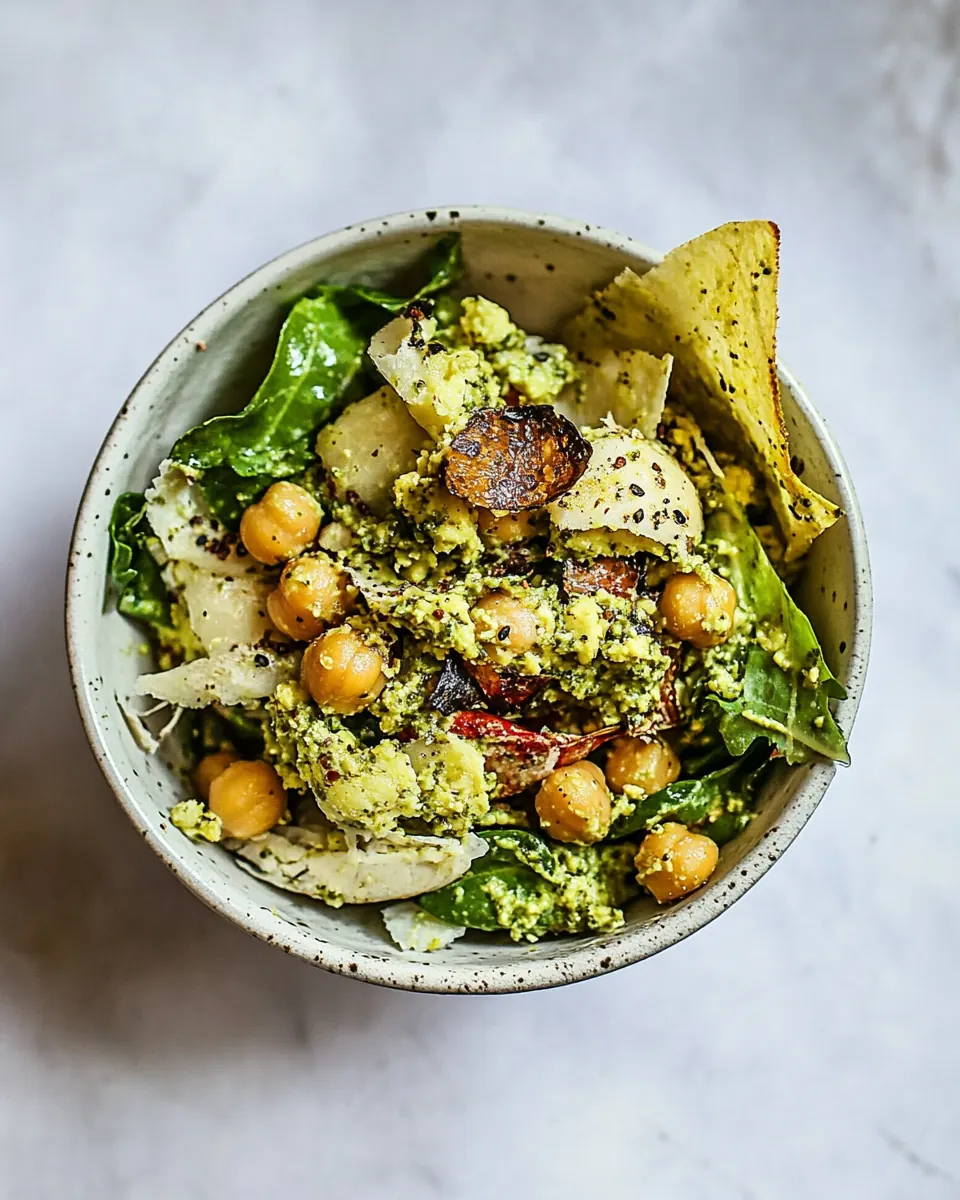 Pesto Smashed Chickpea Salad