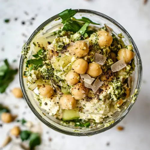 Pesto Smashed Chickpea Salad