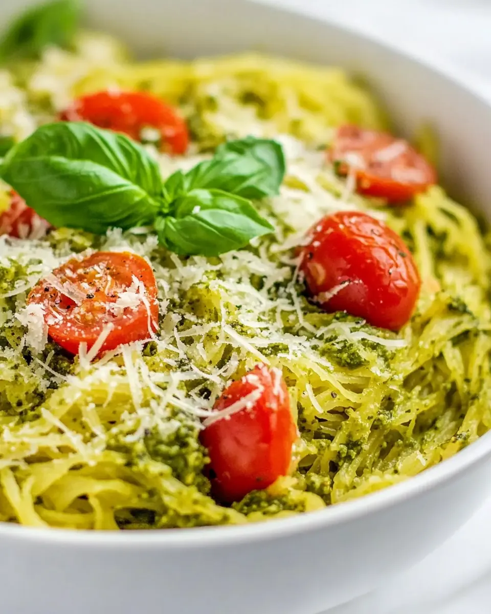 Pesto Spaghetti Squash with Tomatoes