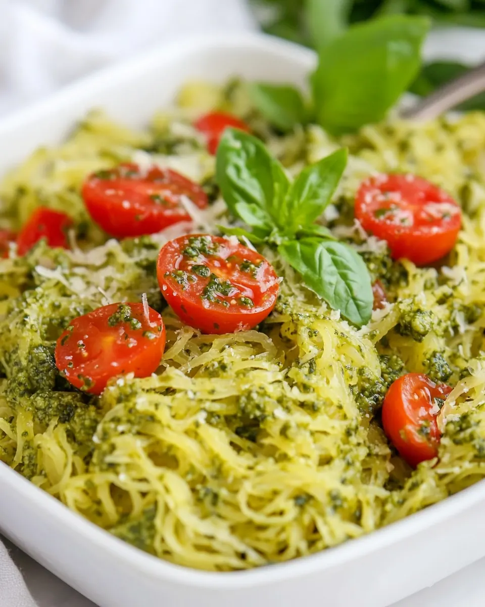 Pesto Spaghetti Squash with Tomatoes