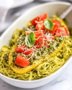 Pesto Spaghetti Squash with Tomatoes