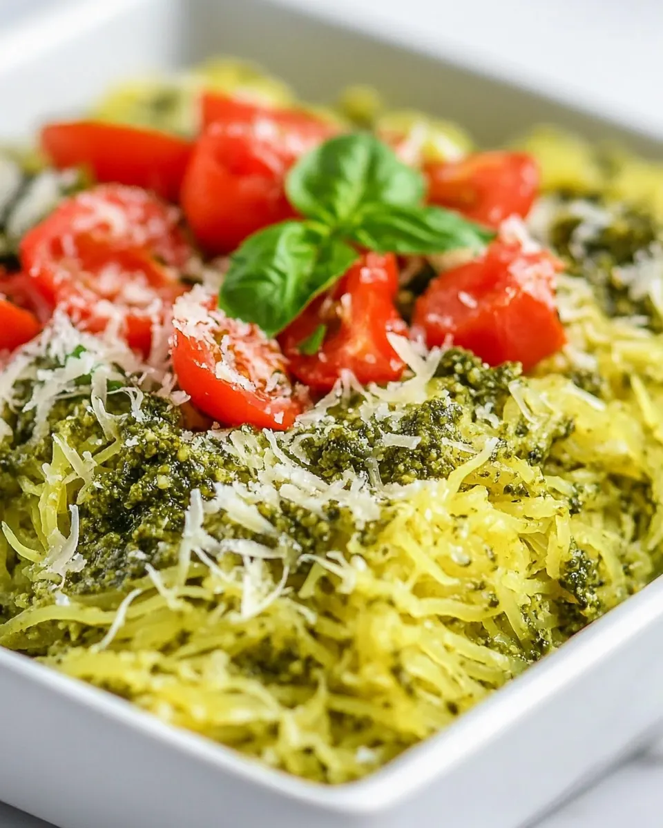 Pesto Spaghetti Squash with Tomatoes