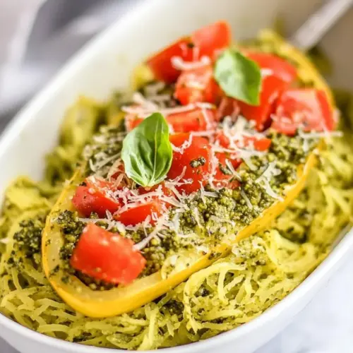 Pesto Spaghetti Squash with Tomatoes
