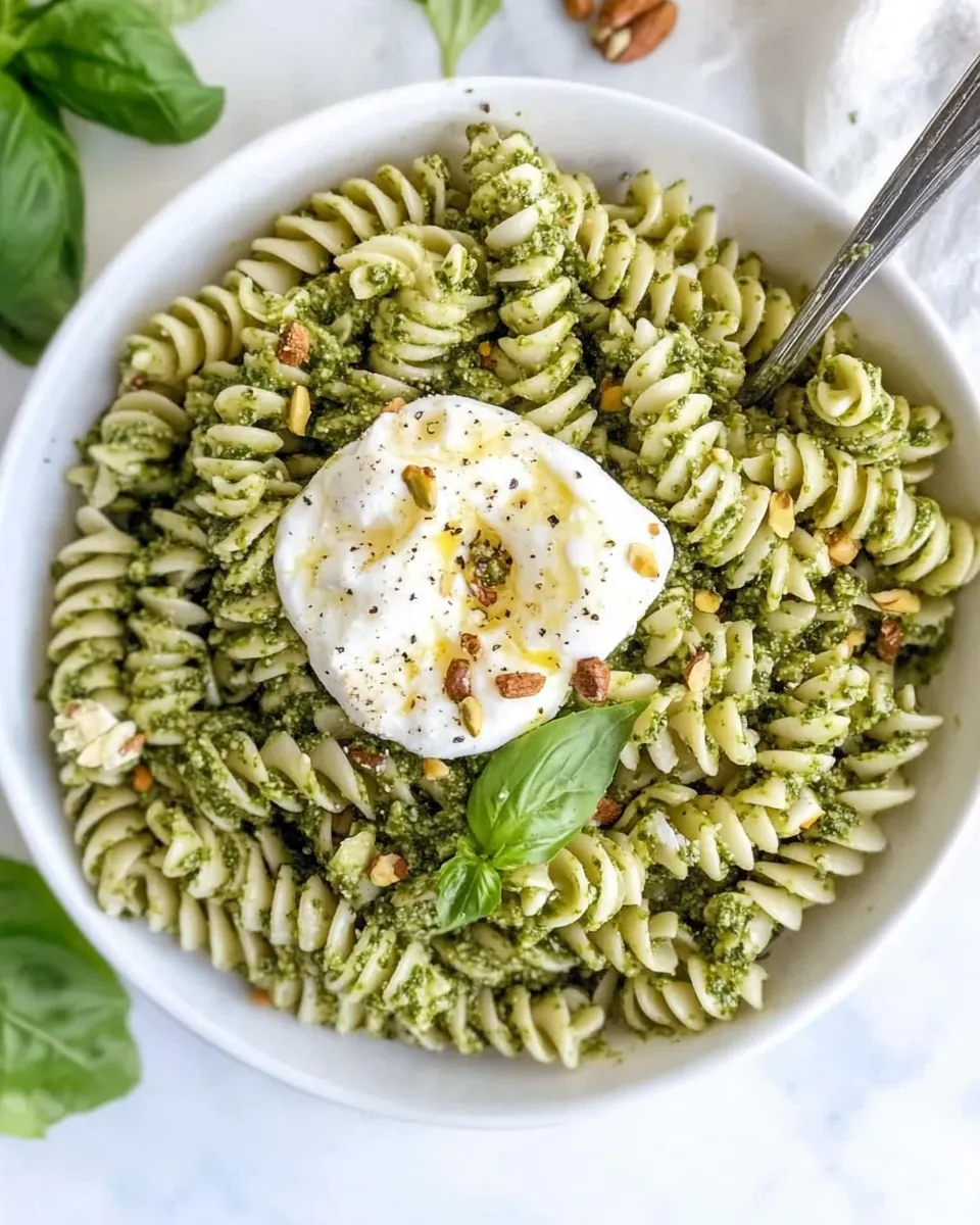 Pistachio Pesto Pasta Salad with Burrata