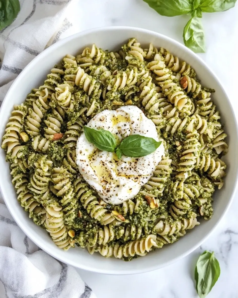 Pistachio Pesto Pasta Salad with Burrata