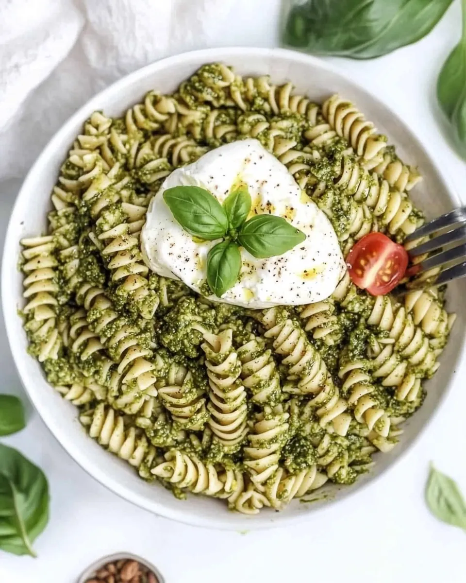 Pistachio Pesto Pasta Salad with Burrata