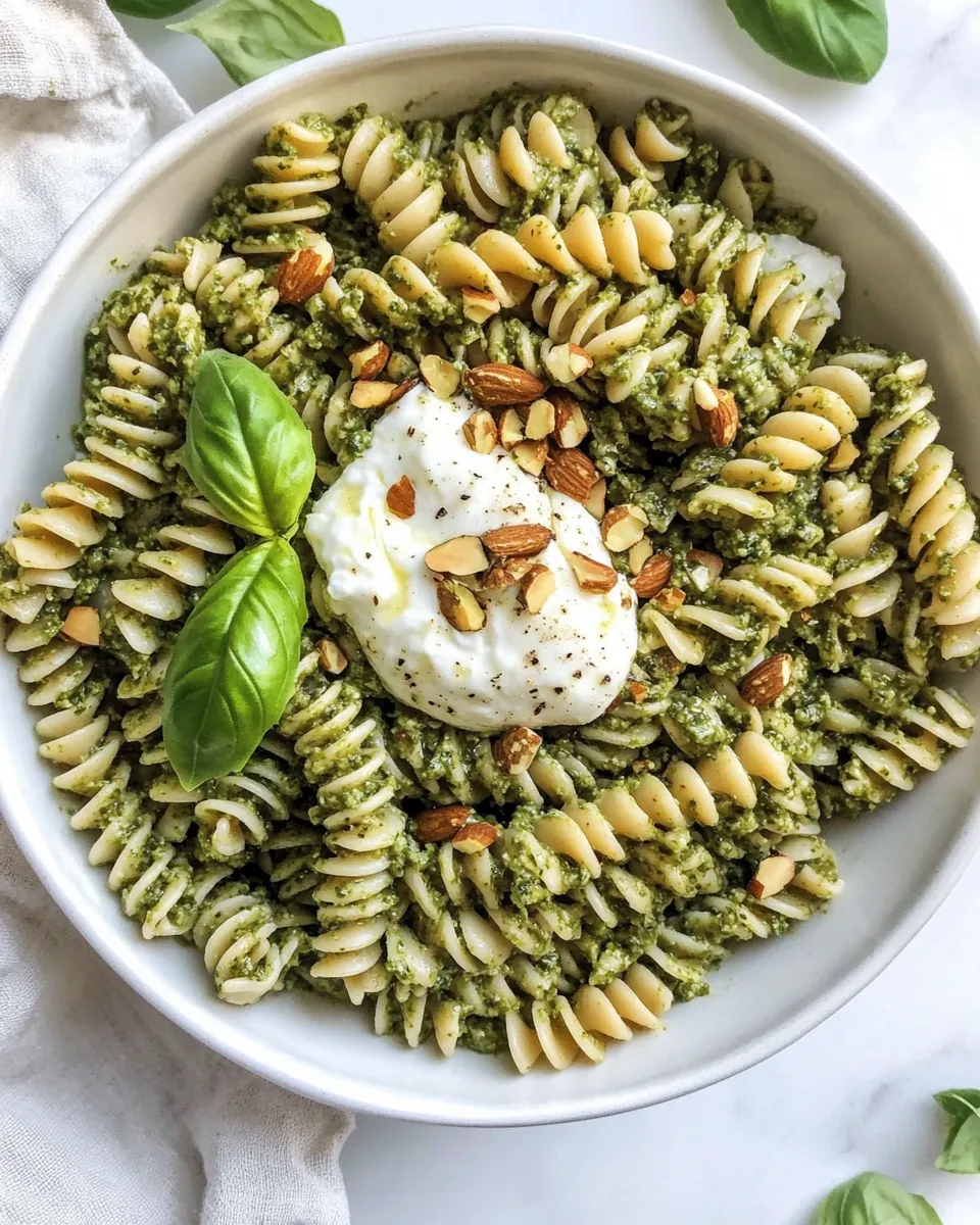 Pistachio Pesto Pasta Salad with Burrata