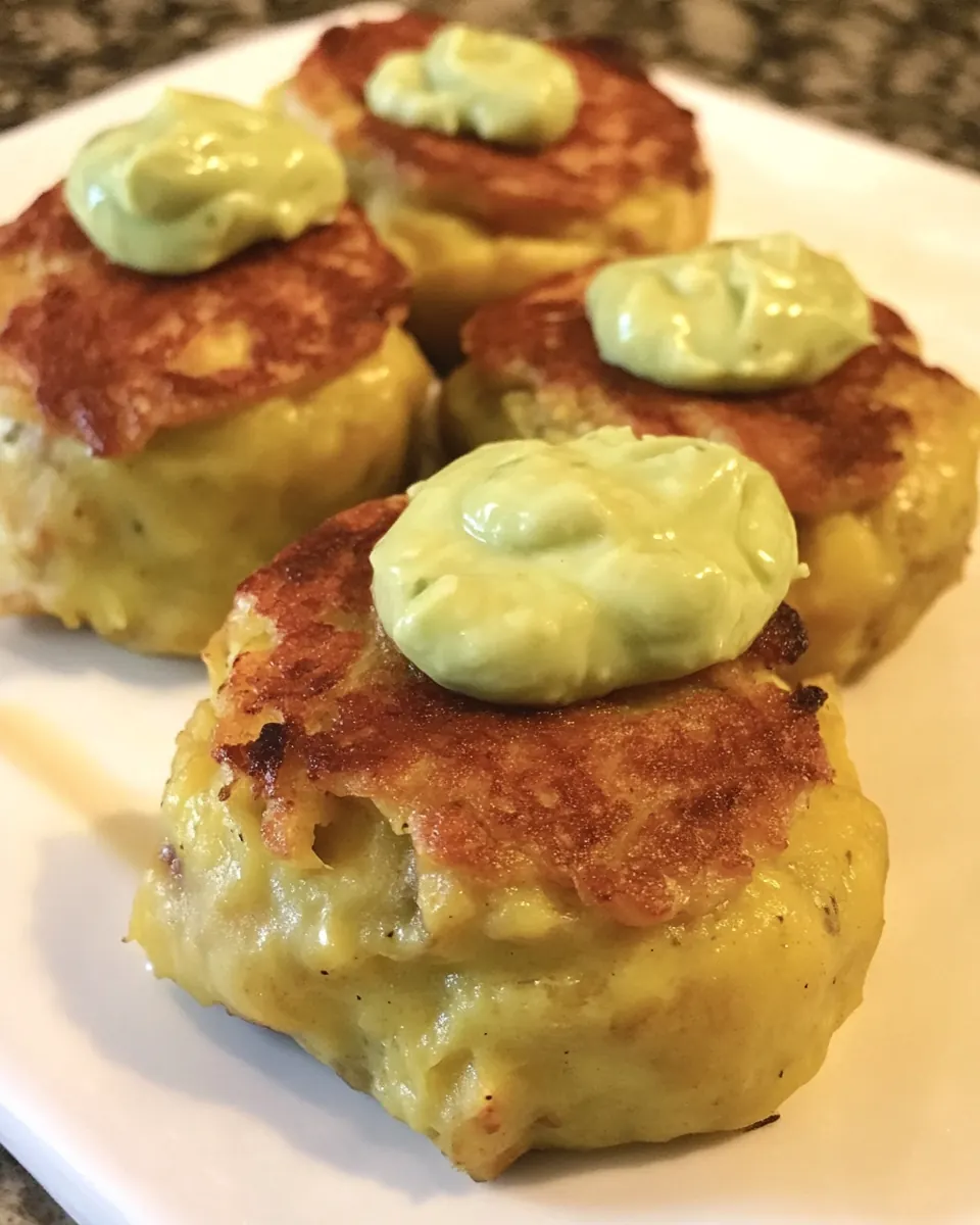 Plantain Wrapped Crab Cakes with Avocado Aioli