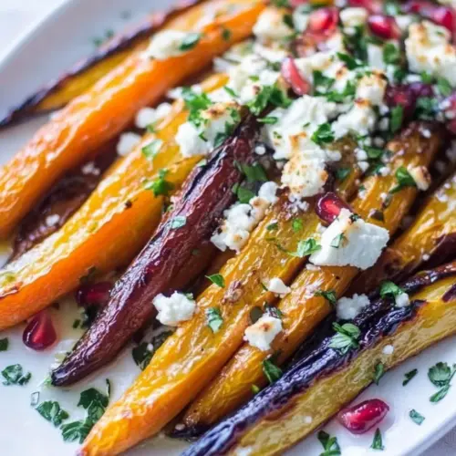 Pomegranate Roasted Carrots with Feta and Brown Butter