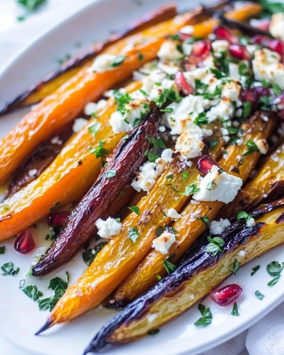 Pomegranate Roasted Carrots with Feta and Brown Butter