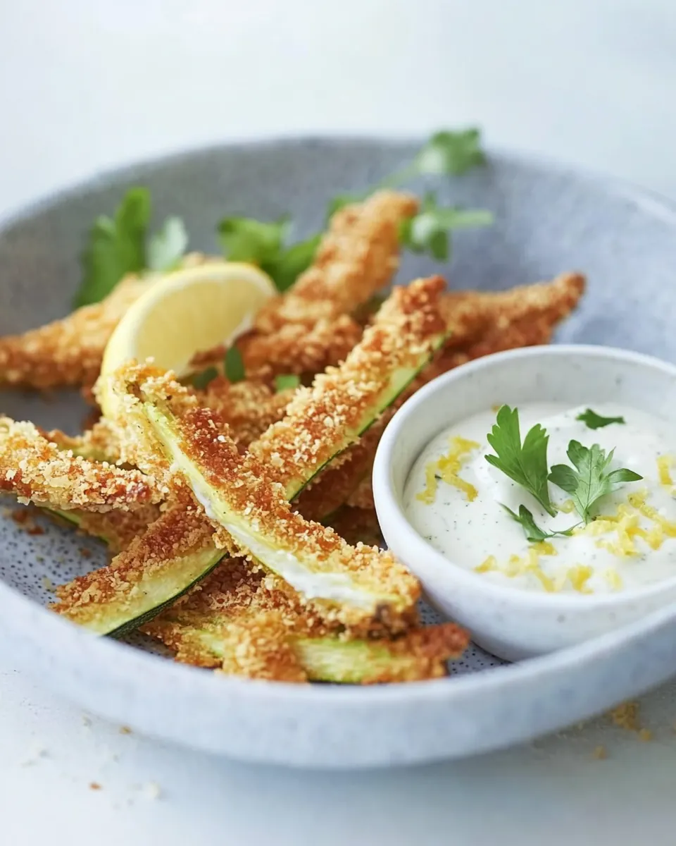 Potato Chip Zucchini Sticks with Lemon Mayo Sauce
