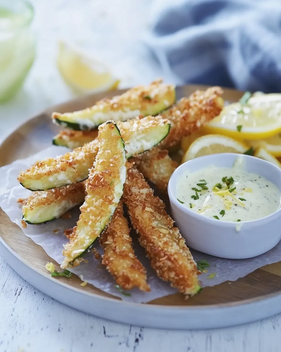 Potato Chip Zucchini Sticks with Lemon Mayo Sauce
