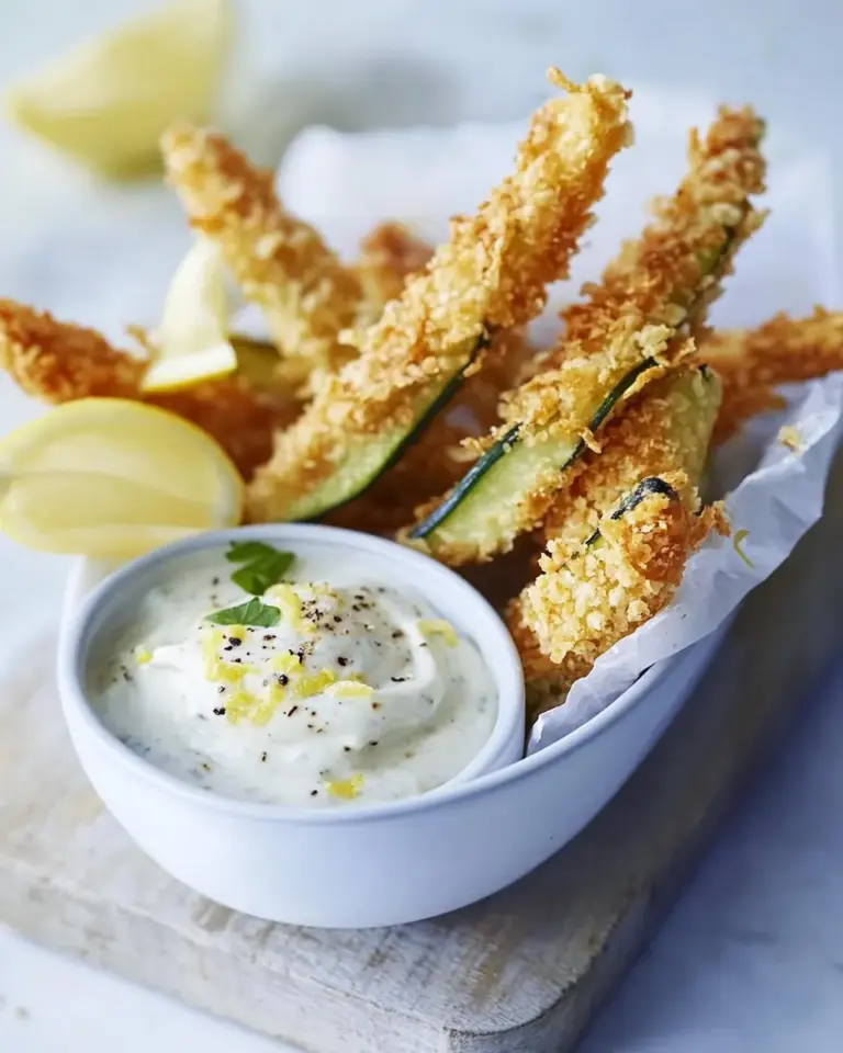 Potato Chip Zucchini Sticks with Lemon Mayo Sauce
