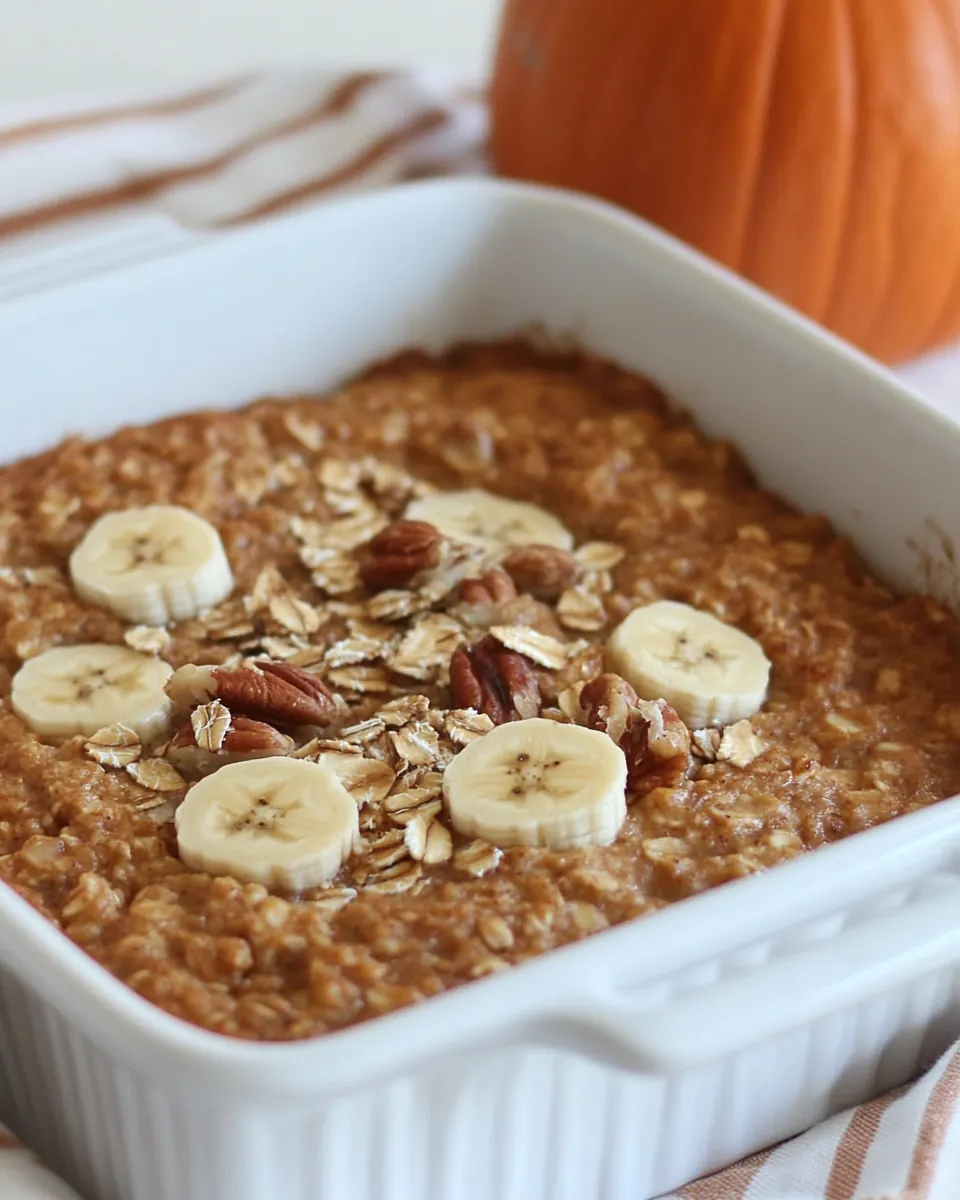 Pumpkin Baked Oatmeal with Bananas