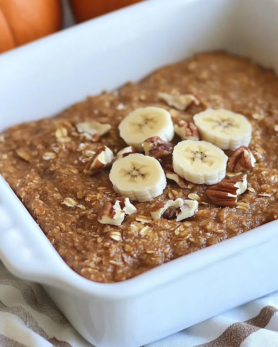 Pumpkin Baked Oatmeal with Bananas