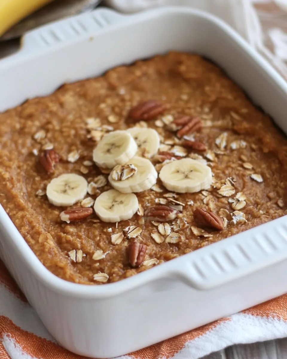Pumpkin Baked Oatmeal with Bananas
