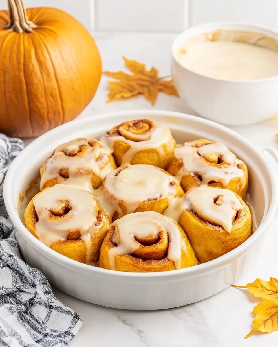Pumpkin Cinnamon Rolls with Maple Icing