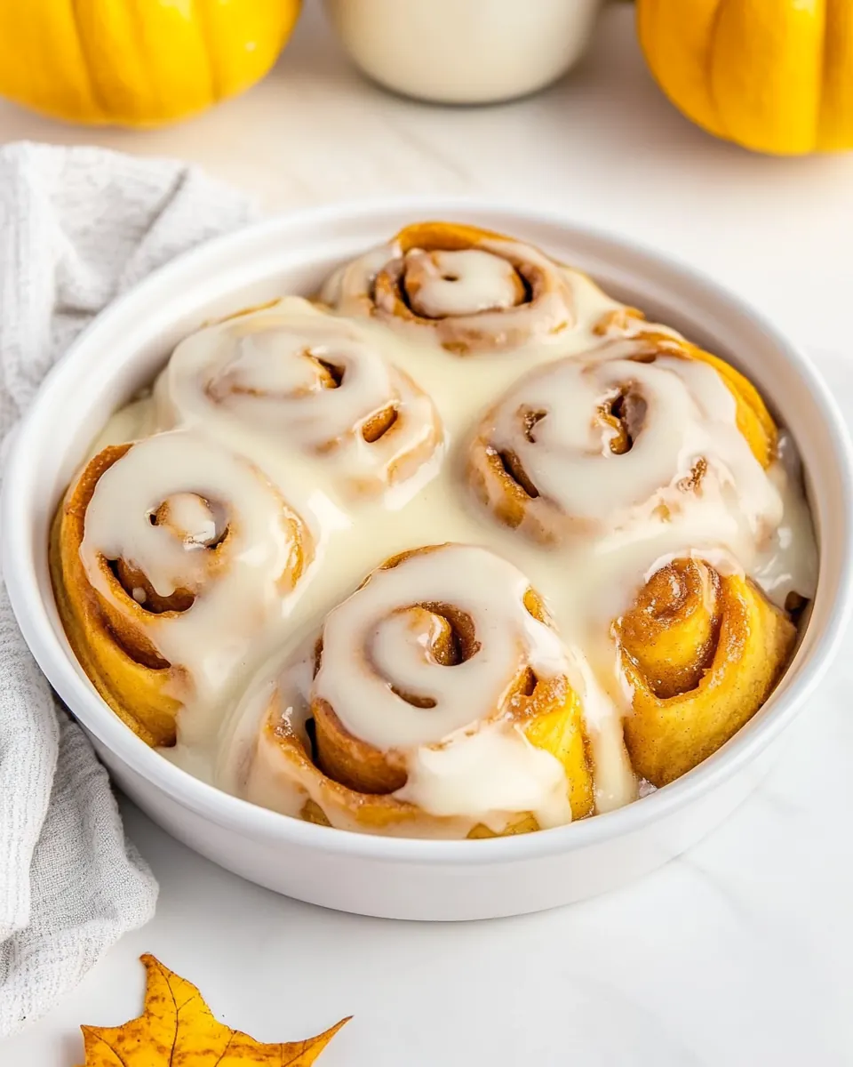 Pumpkin Cinnamon Rolls with Maple Icing