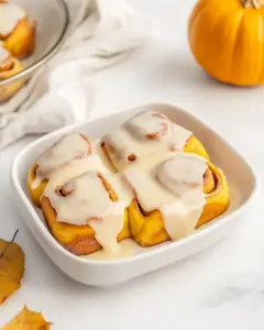 Pumpkin Cinnamon Rolls with Maple Icing