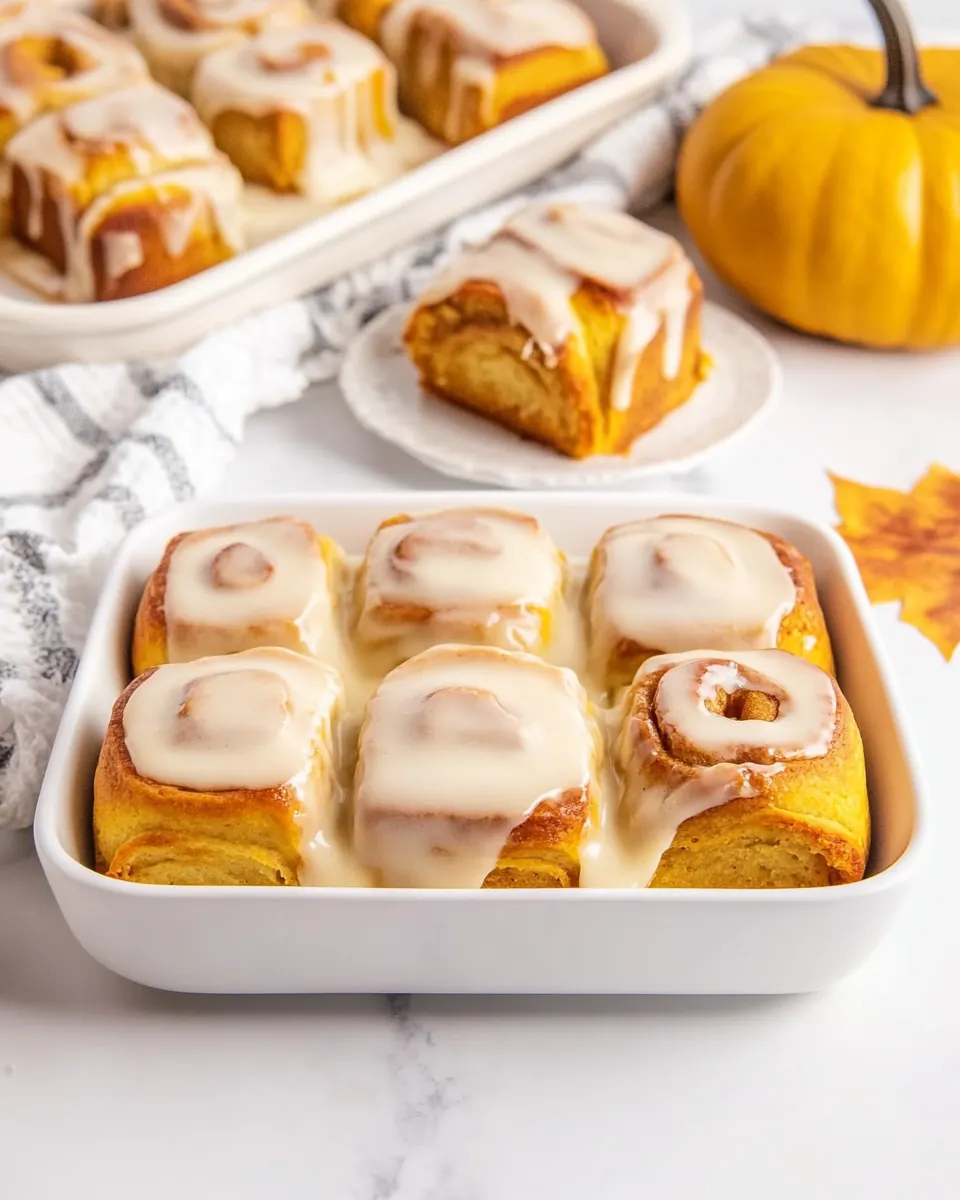 Pumpkin Cinnamon Rolls with Maple Icing